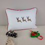 Christmas Themed Reindeer Embroidered Cushion, thumbnail 5 of 5