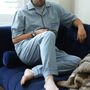 Personalised Men’s Pure Cotton Pyjama Set – Blue Check Comfort, thumbnail 3 of 9