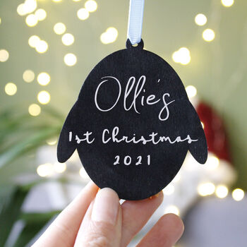 Personalised Baby First Christmas Penguin Decoration, 3 of 10