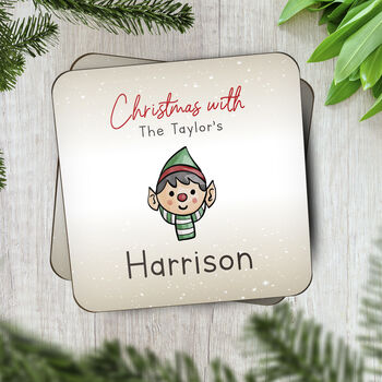 Personalised Placecard Table Coaster At Christmas, 6 of 6