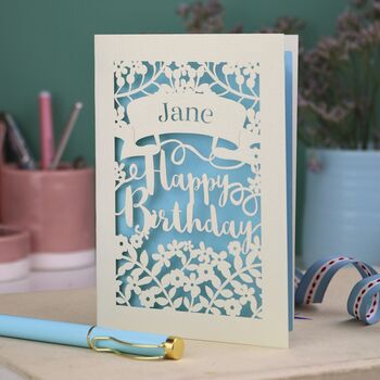 Personalised Papercut Calligraphy Birthday Card, 3 of 6