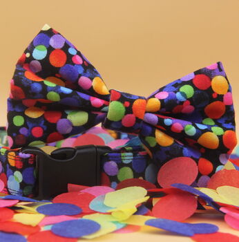 Multicoloured Confetti Dog Bow Tie, 6 of 11