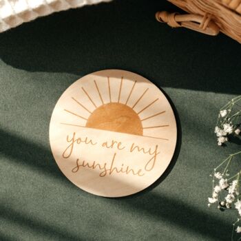 Wooden Baby Announcement Sunshine Engraved Sign, 6 of 8