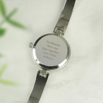 Personalised Silver Ladies Watch With Silver Clasp, 6 of 8