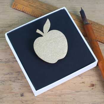 Golden Apple Brooch Teachers Gift, 2 of 2