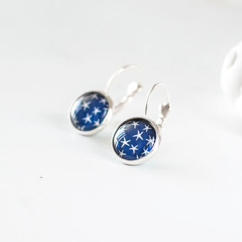 Navy Blue Stars Earrings, 8 of 9