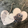 Tawny Owl Bird Wooden Hanging Heart Decoration, thumbnail 2 of 2