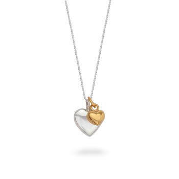 Double Heart Necklace Silver And Gold Vermeil, 2 of 6