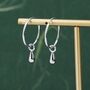 Sterling Silver Droplet Dangle Hoop Earrings, thumbnail 5 of 11