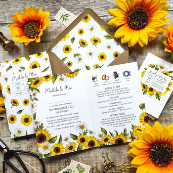 Sunflowers Folded Invitation Suite, 7 of 7
