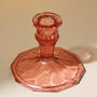 Vintage Art Deco Glass Candlestick Rose Pink, thumbnail 2 of 5