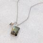 The Duo Labradorite Necklace, Silver, thumbnail 7 of 12