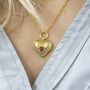 Ribbed Heart Necklace With Birthstone Detail, thumbnail 1 of 10