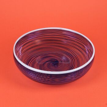 Handmade Ciotola Blu Hand Blown Spiral Glass Bowl, 6 of 6