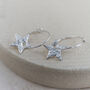 Sterling Silver Textured Star Charm Hoops, thumbnail 4 of 9