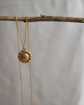 Flora Necklace 14k Gold Filled Sunflower Pendant, 4 of 4