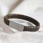 Men's Brown Antiqued Thick Woven Leather Bracelet, thumbnail 1 of 2