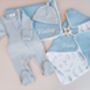 Personalised New Baby Gift Set, Handmade Newborn Blanket And Comforter With Wooden Teether, thumbnail 2 of 8
