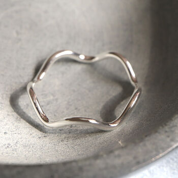 Sterling Silver Ripple Wave Ring, 4 of 9