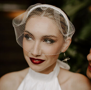 Fine Mesh Birdcage Veil Bridal Headband, 2 of 8