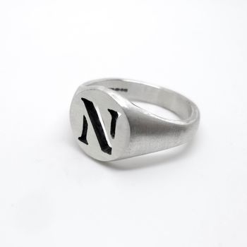 Personalised Stencil Silver Signet Ring, 3 of 4