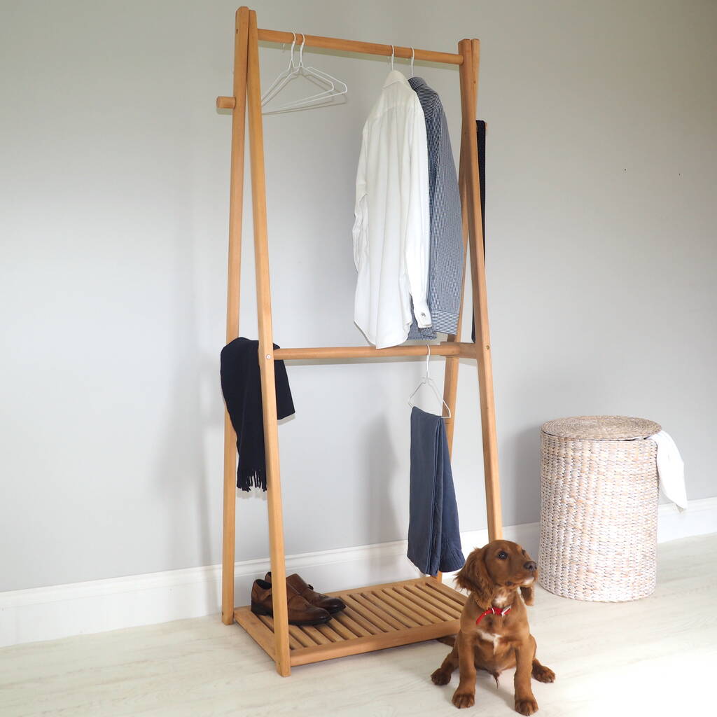 Double Clothes Rail Wooden, 1 of 4