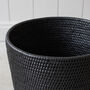 Marbury Black Round Rattan Wastepaper Bin, thumbnail 2 of 3