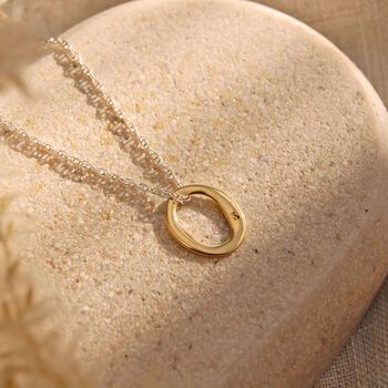 Organic Personalised Initial Hoop Necklace In Silver Or Gold, 6 of 8