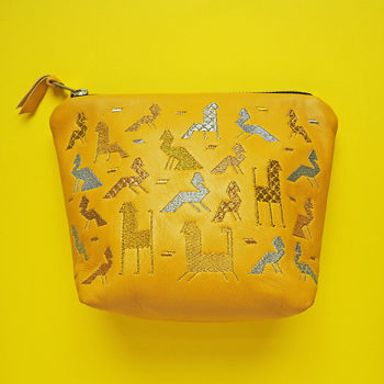 Animal Embroidered Lambs Leather Zipped Make Up Bag, 3 of 7