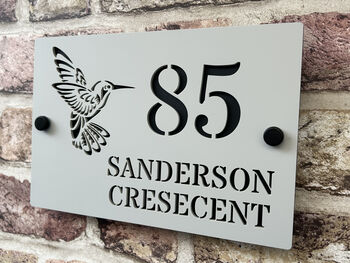 Personalised Hummingbird Design House Acrylic Number Sign, 5 of 10