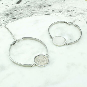 Any Date Personalised Sixpence Cuff Bracelet, 6 of 12