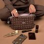 Expandable Makeup Bag Quilted Chocolate, thumbnail 5 of 5