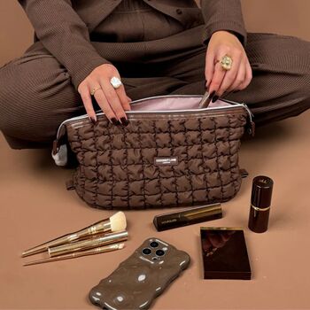 Expandable Makeup Bag Quilted Chocolate, 5 of 5