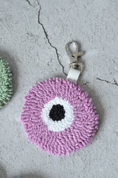 Evil Eye Punch Needle Keychain And Bag Tag, 4 of 7