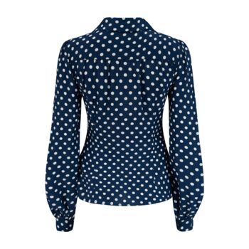 Poppy Blouse In Navy Polka Vintage 1940s Style, 2 of 3