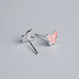 Sterling Silver Baby Pink Butterfly Stud Earrings, thumbnail 4 of 6