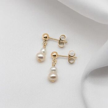 Pearl Drop Earrings With Two Pearls, 3 of 3