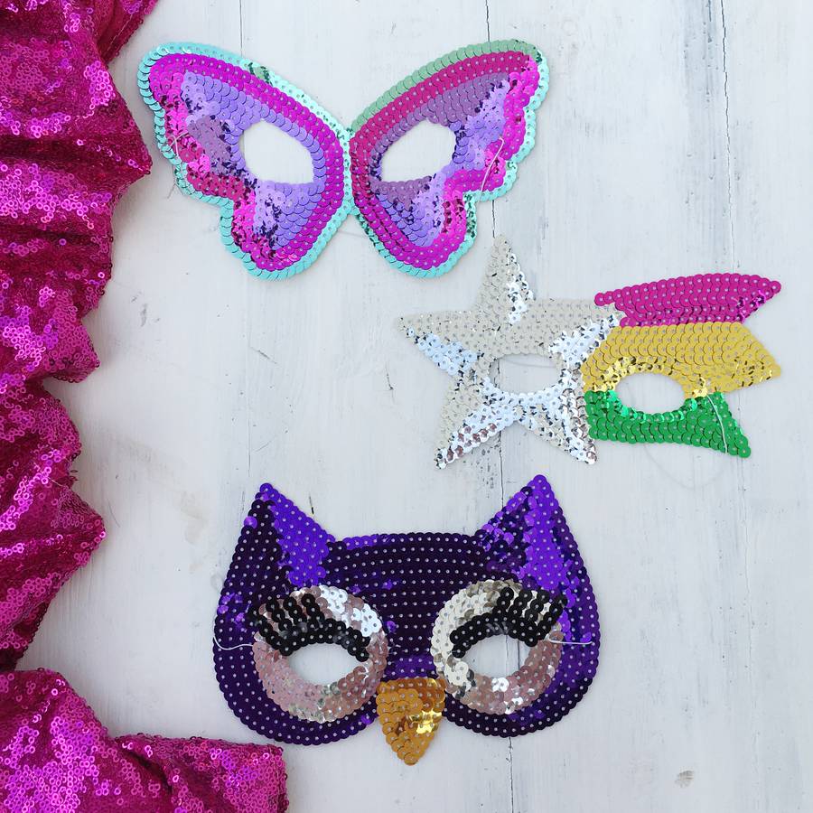 Sequin Party Masks For Children, 1 of 8