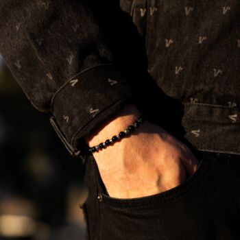 Mens Bracelet Black Onyx Bead Bracelet Chain, 9 of 12