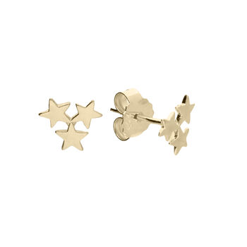 18ct Gold Plated Star Trio Stud Earrings, 2 of 6