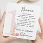 Personalised Cute Giraffe 1st Birthday Card For Niece, thumbnail 1 of 7