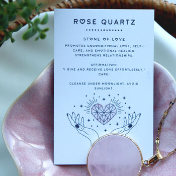 Rose Quartz Round Pendant Necklace, 2 of 7