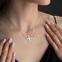 Sideway Cross Name Necklace In Sterling Silver, thumbnail 1 of 6