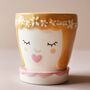 Pink Face Ceramic Planter And Tray, thumbnail 3 of 7