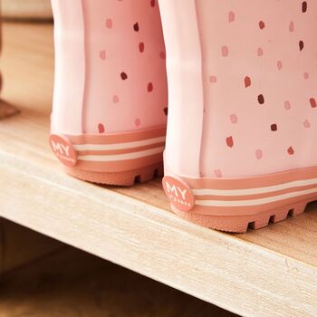 Personalised Pink Spot Welly Boots, 3 of 4