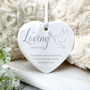 In Loving Memory Dove Ceramic Heart Hanging Decoration Bauble + Gift Box, thumbnail 3 of 7