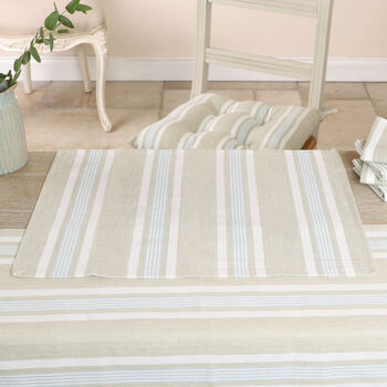Set Of Four Millstone Blue Striped Cotton Placemats, 3 of 7