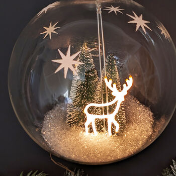 Retro Bulb Lit Reindeer Hanging Decoration, 2 of 3