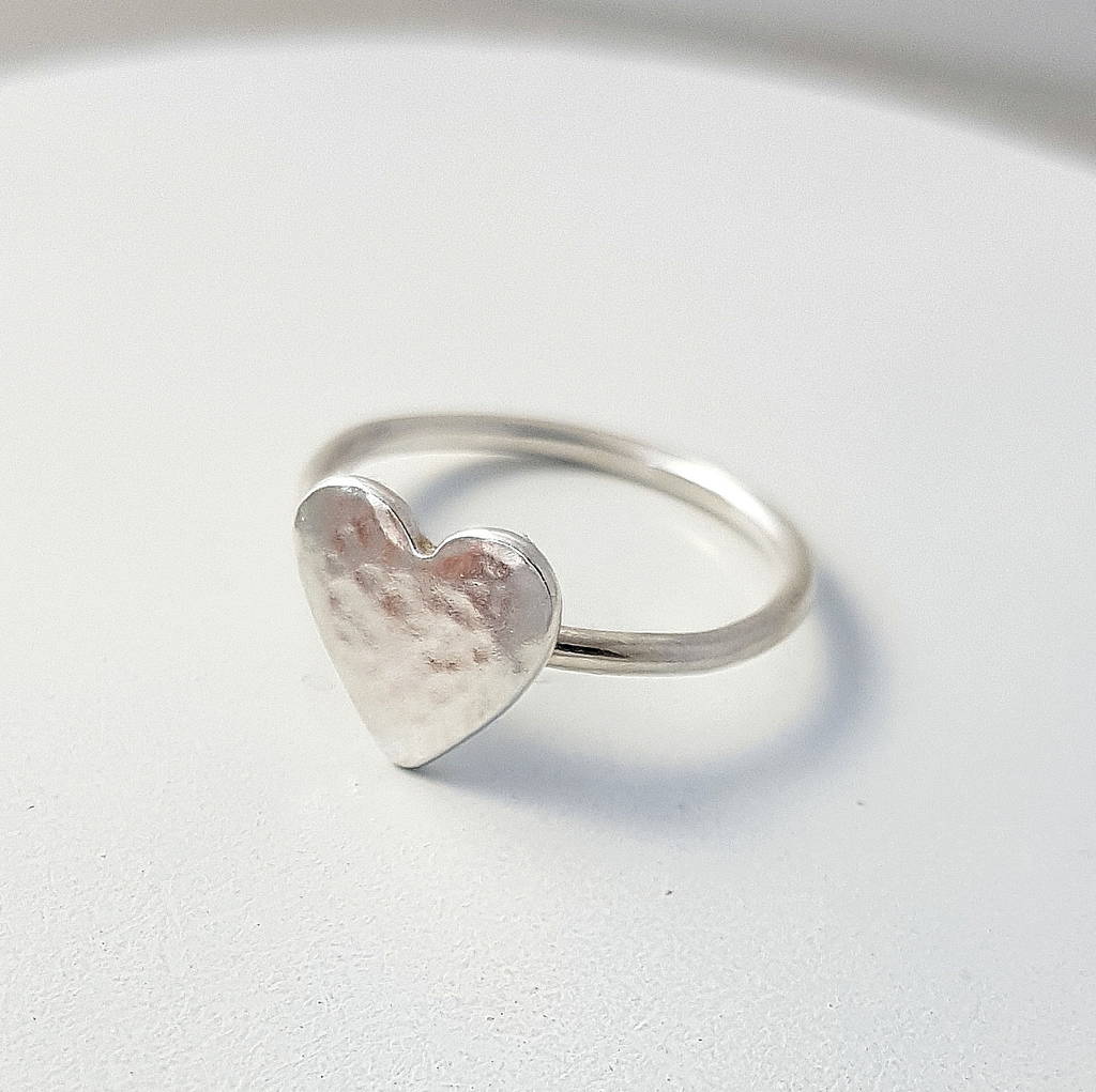 Silver Hammered Heart Ring By Essentia By Love Lily Rose ...