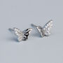Sterling Silver Sparkly Wing Butterfly Stud Earrings, thumbnail 1 of 4